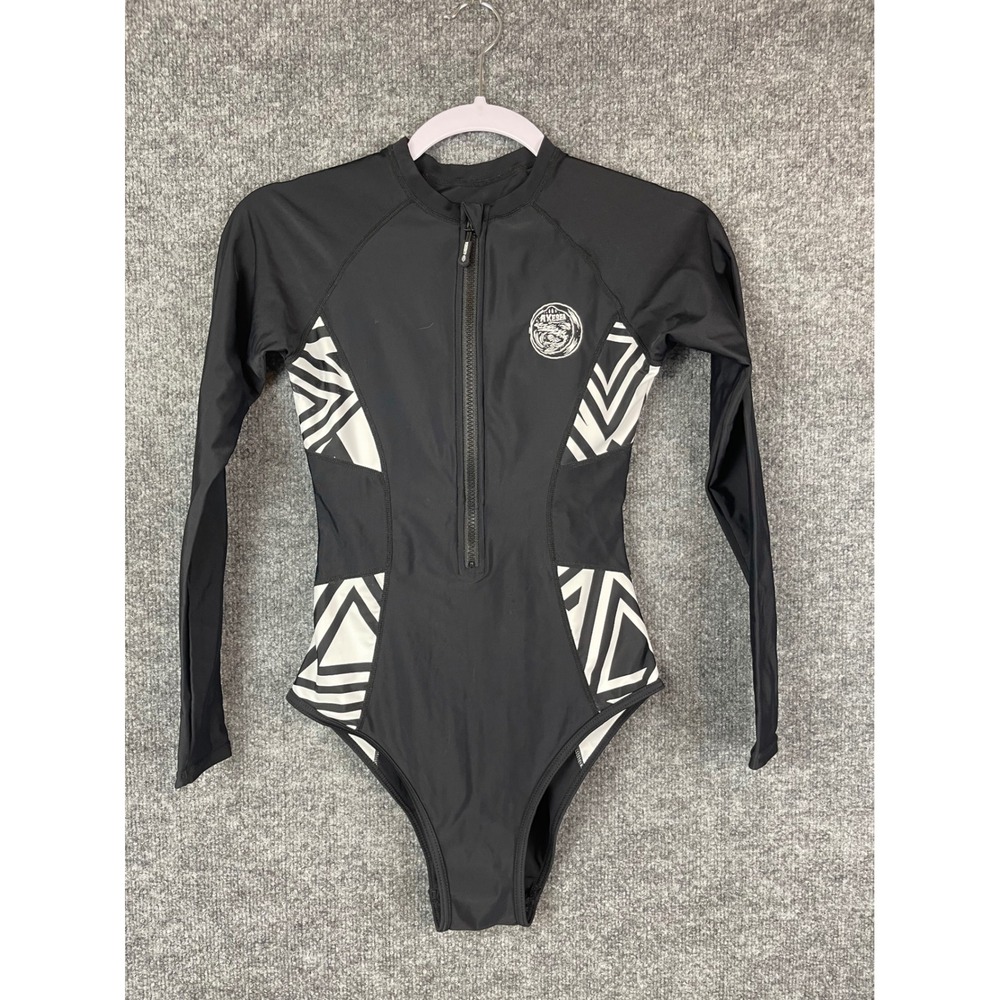 AXESEA One Piece Swimsuit Kids Size 4 Black Excellent Long Sleeve Rash Guard